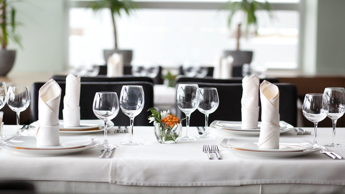 Close-up view of a dining table organized for formal dining