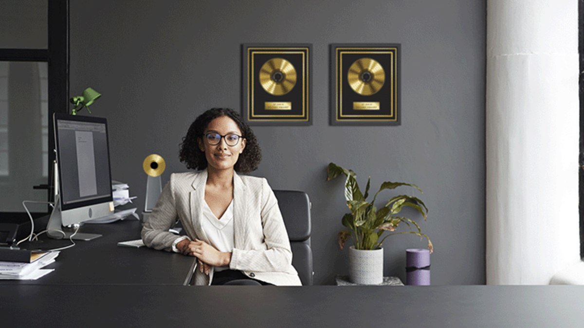 A award-winning music producer with gold records on her wall