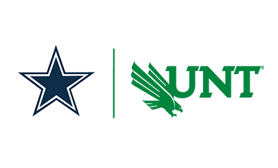 YOUR TICKET TO A THRIVING CAREER, COWBOYS LOGO AND UNT LOGO, PROUD PARTNER OF THE DALLAS COWBOYS